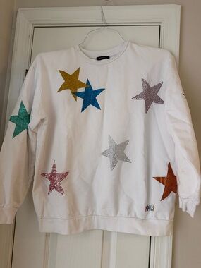 MONNALISA Girls White Star Sweater XS